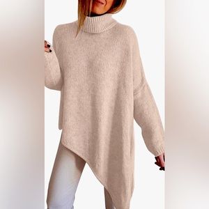 Asymmetrical Cozy Turtle Neck Sweater